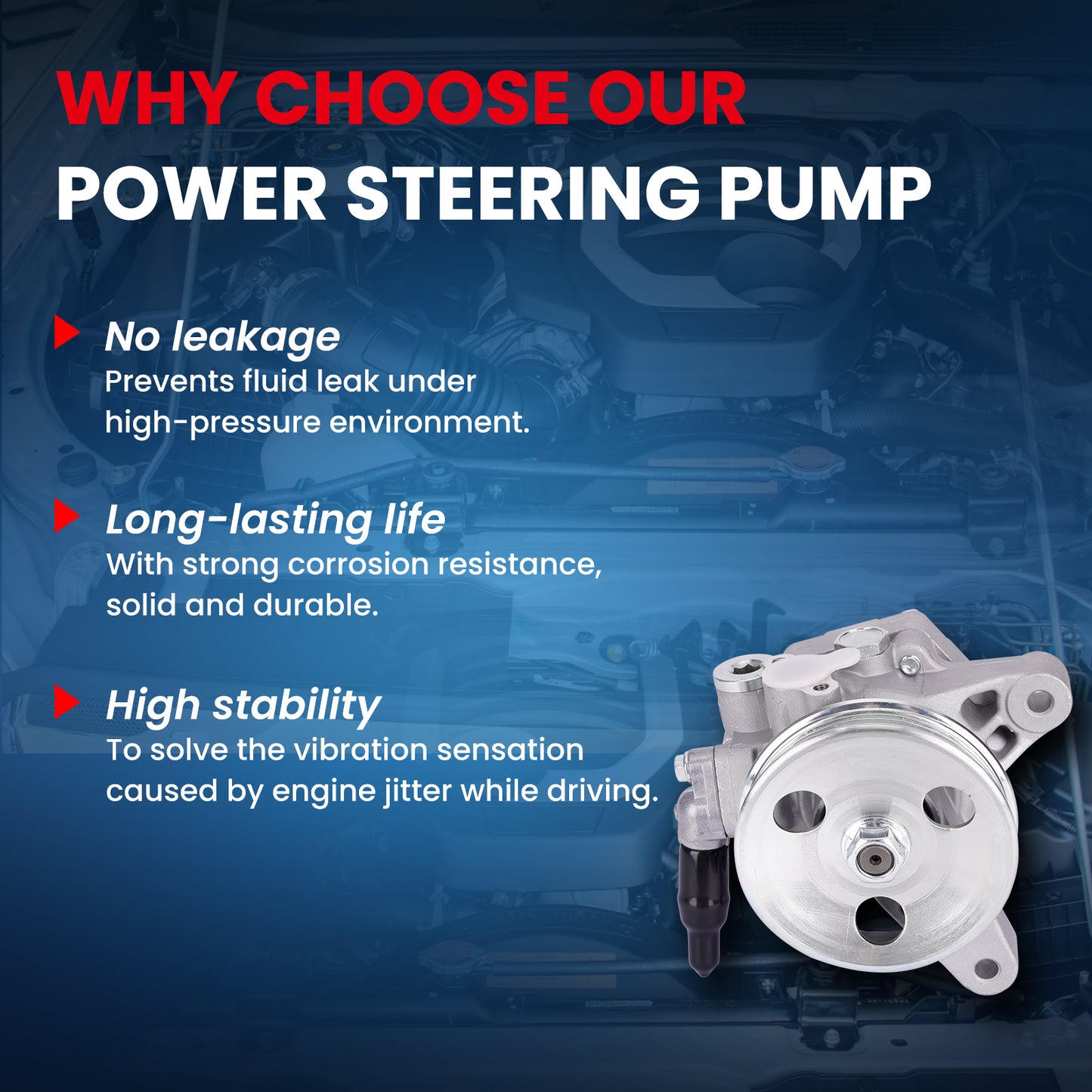 MOCA Power Steering Pump w/ Pulley Fit for 2001-2005 Acura EL 1.7L & 2001-2005 Honda Civic 1.7L