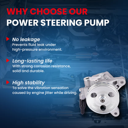 MOCA Power Steering Pump w/ Pulley Fit for 2001-2005 Acura EL 1.7L & 2001-2005 Honda Civic 1.7L