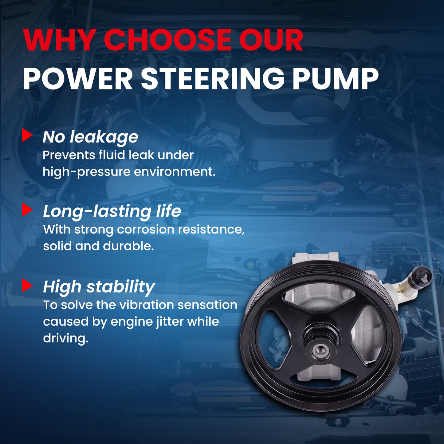 MOCA Power Steering Pump Fit for 2004-2007 Ford Crown Victoria 4.6L & 2004-2007 Mercury Grand Marquis 4.6L & 2003-2006 Lincoln Town Car 4.6L