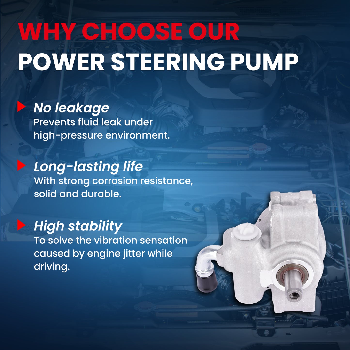 MOCA Power Steering Pump Fit for 2008-2010 Ford F-250 F-350 Super Duty 5.4L