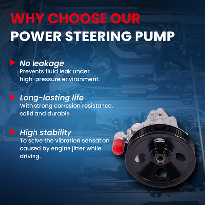 MOCA Power Steering Pump w/ Pulley Fit for 1998-2003 Mercedes-Benz ML320 3.2L & 2000-2003 Mercedes-Benz ML55 AMG 5.5L