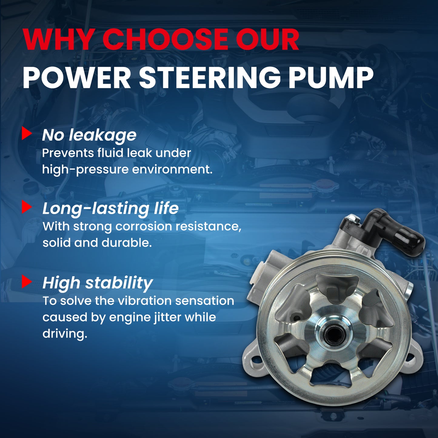 MOCA Power Steering Pump Fit for 2008-2012 Honda Accord 2.4L