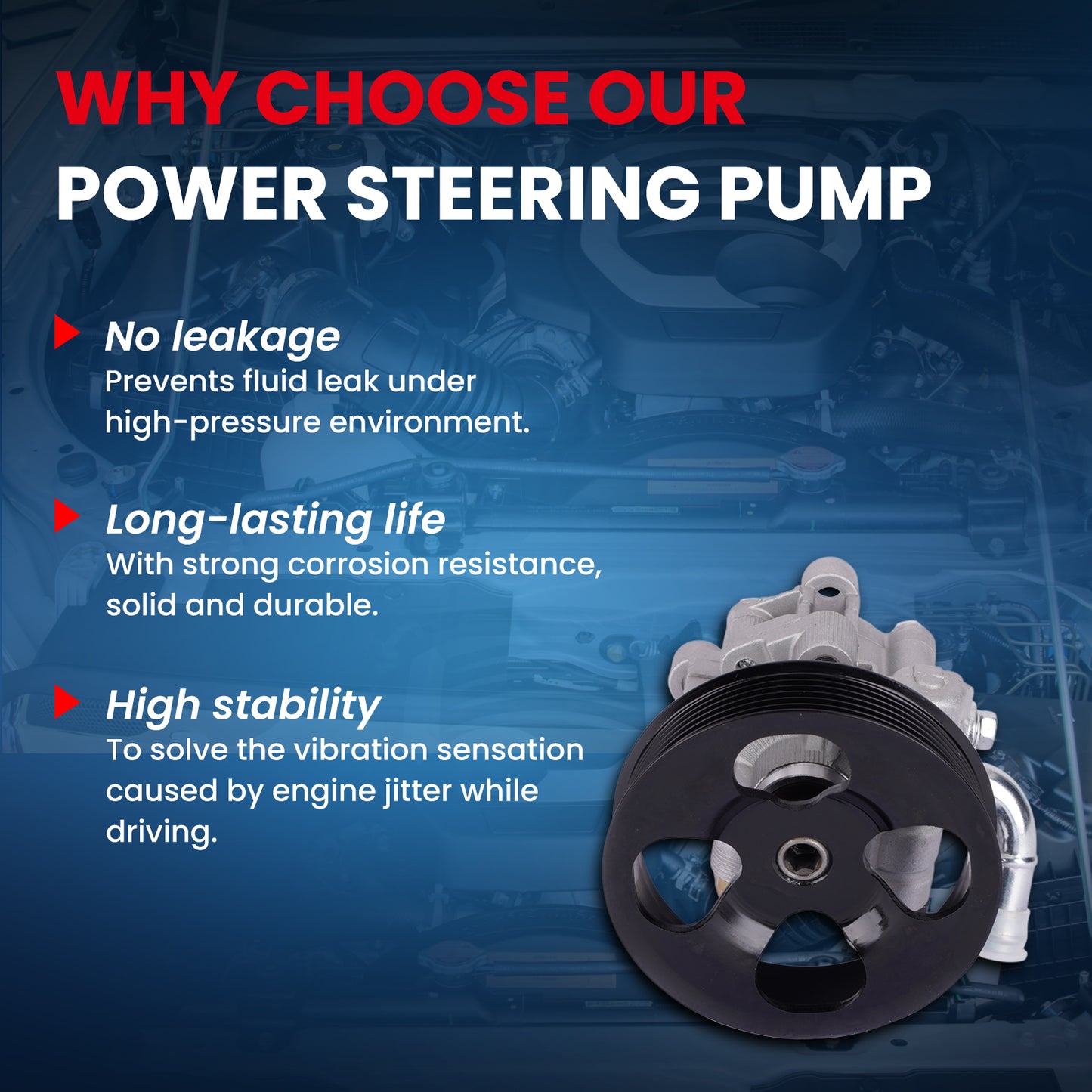 MOCA Power Steering Pump Fit for 2003-2009 Toyota 4Runner 4.0L & 2007-2010 Toyota Sienna 3.5L & 2008-2009 Toyota FJ Cruiser 4.0L
