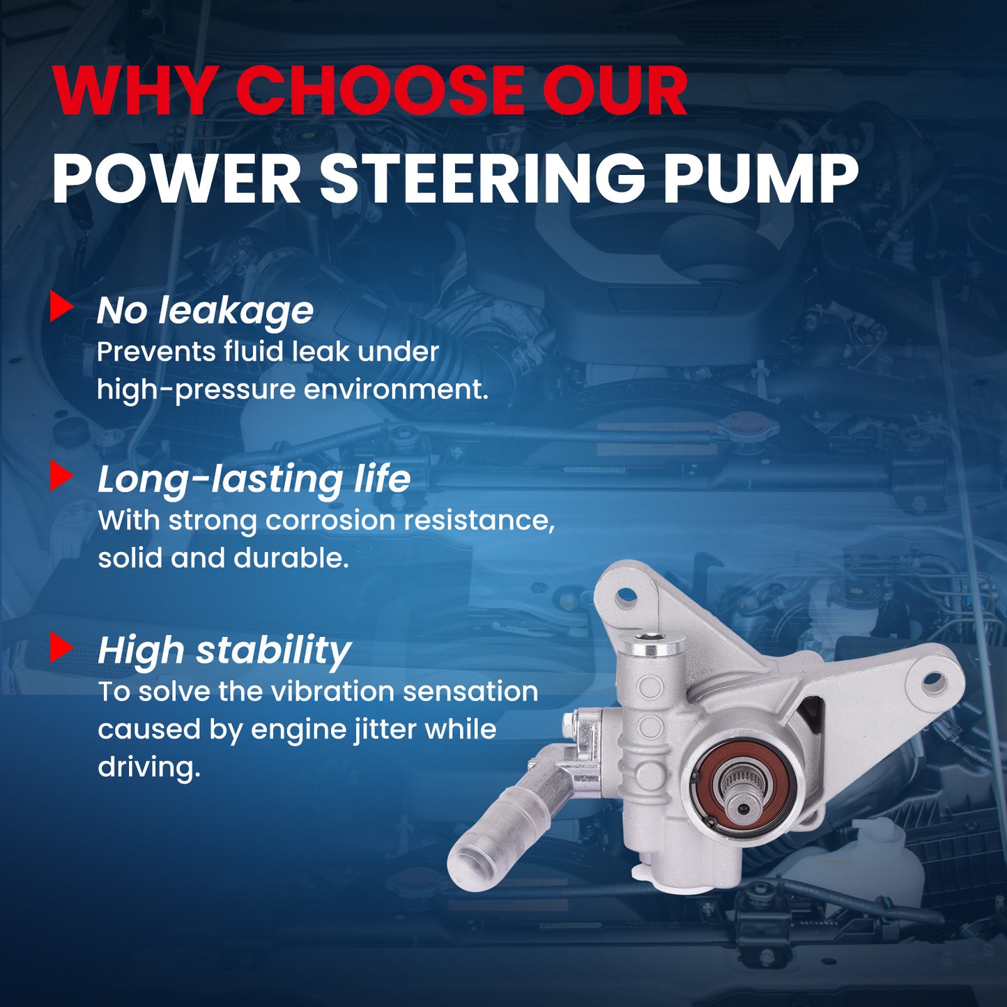MOCA Power Steering Pump Fit for 1998-2002 Honda Accord 3.0L