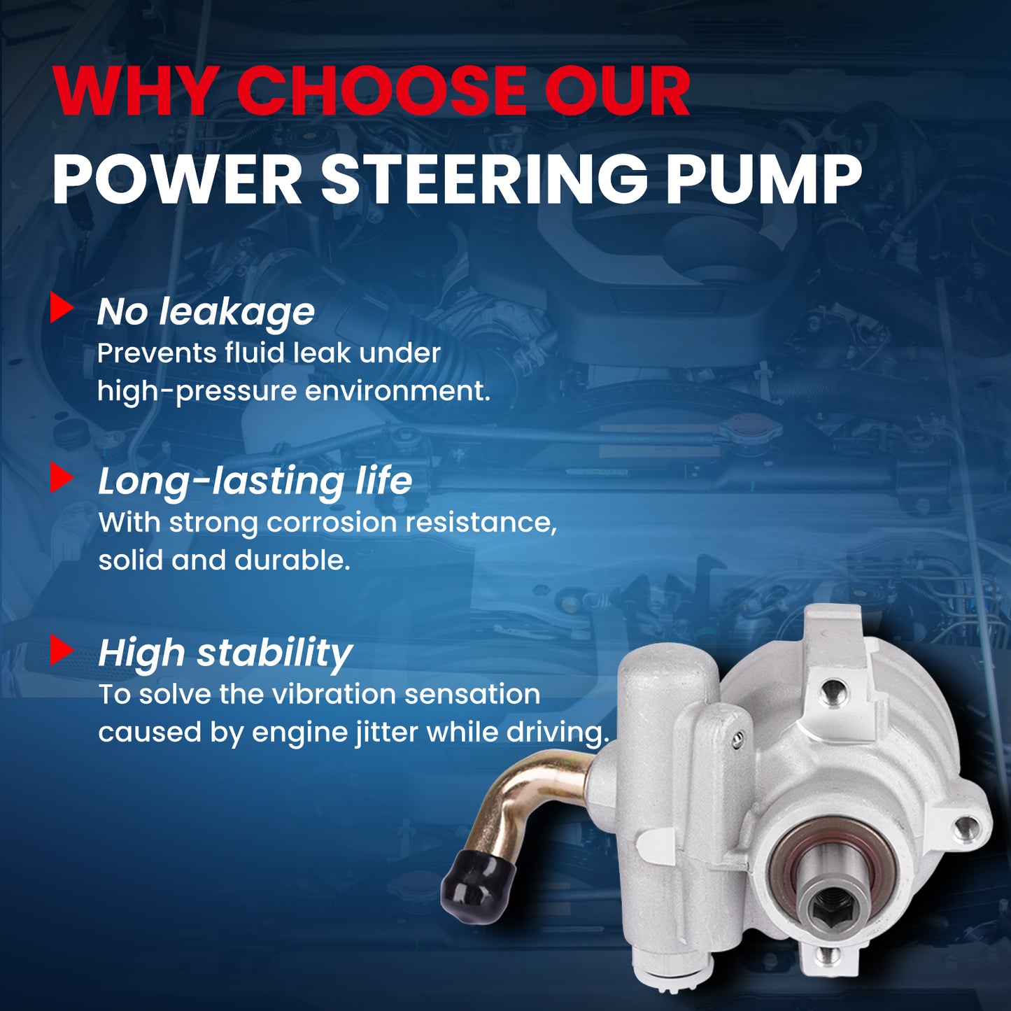 MOCA Power Steering Pump Fit for 2008-2009 Buick Allure 5.3L & 2006-2009 Chevrolet Impala 5.3L & 2005-2008 Pontiac Grand Prix 5.3L