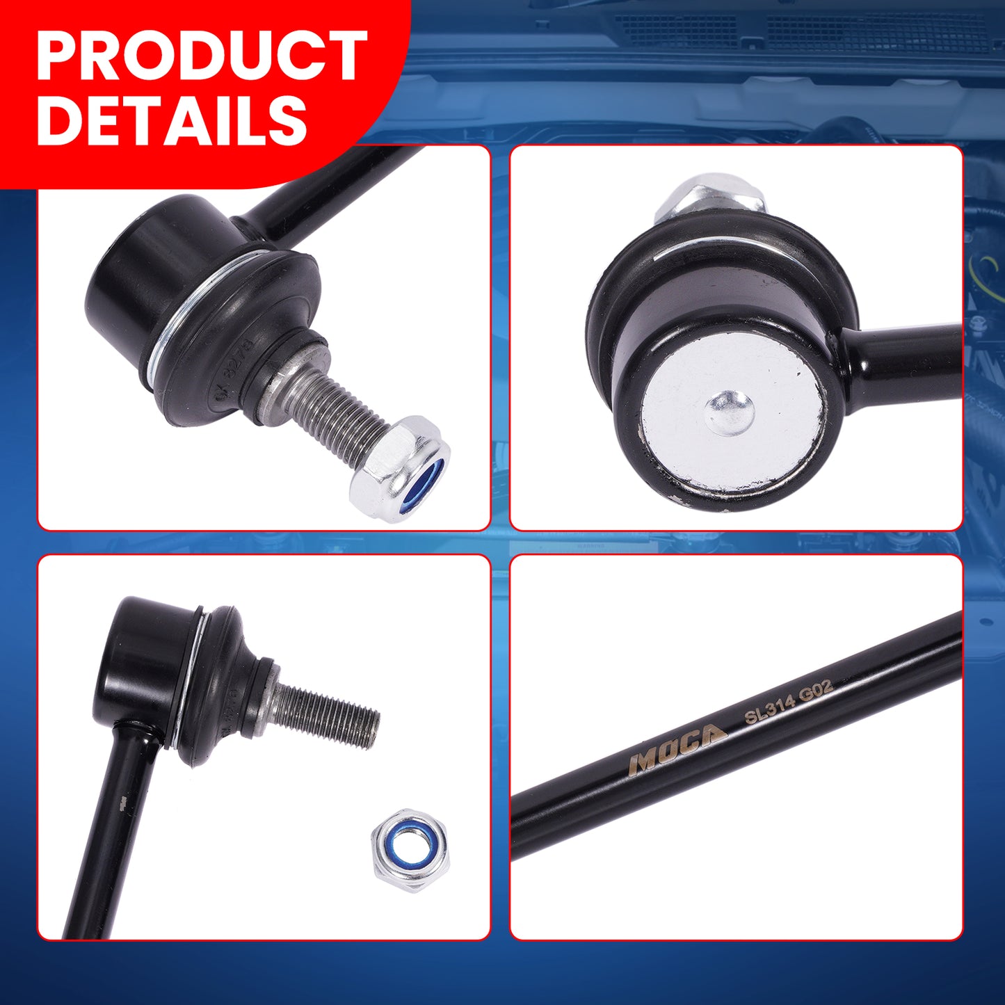 MOCA 2x Front Sway Bar Link Kit Fit for 2005-2008 Ford Escape L4 2.3L & 2014-2019 Mazda 6 L4 2.5L & 2005-2011 Mercury Mariner L4 3.0L