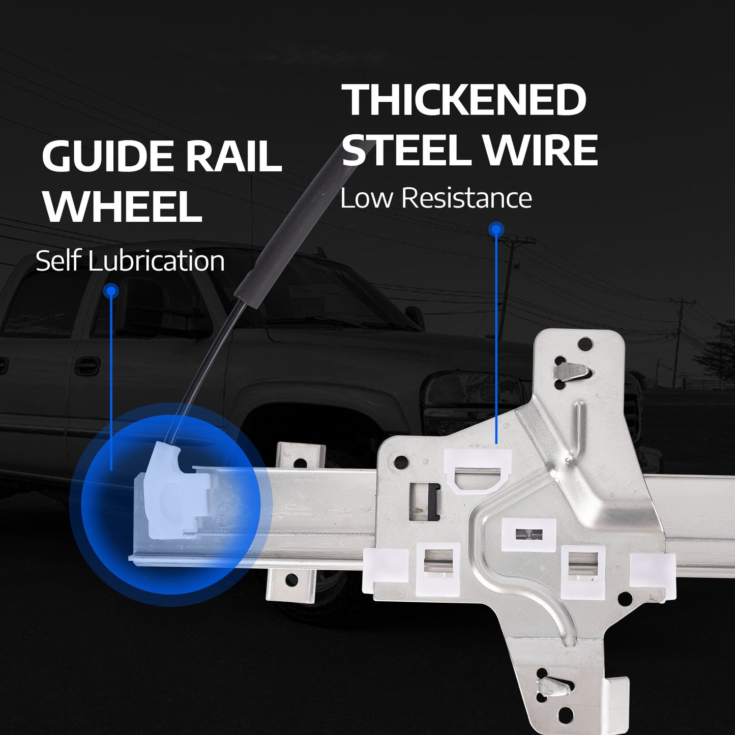 Elevalunas eléctrico delantero derecho MOCA con motor compatible con Ford E-150 (2003-2014), Ford E-350 Super Duty (1999-2021) y Ford Econoline Wagon (1999-2002)