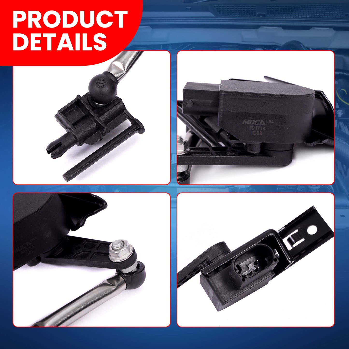 Sensor de altura de nivelación MOCA 97034302203 delantero derecho compatible con Porsche Panamera 2010-2016