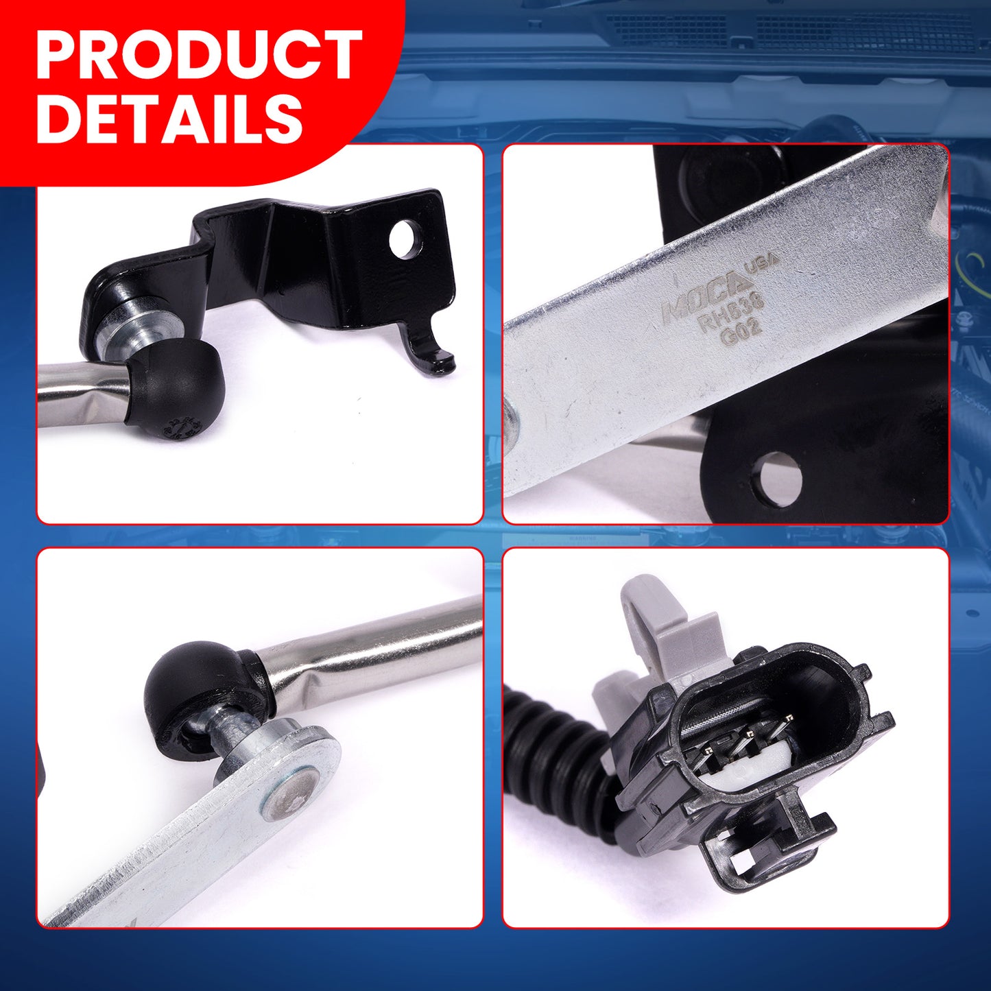 Sensor de altura de nivelación de suspensión trasera MOCA 53820-1LA2A compatible con INFINITI QX80 5.6L (2014-2024), INFINITI QX56 5.6L (2011-2013) y Nissan Armada 5.6L (2017-2023)