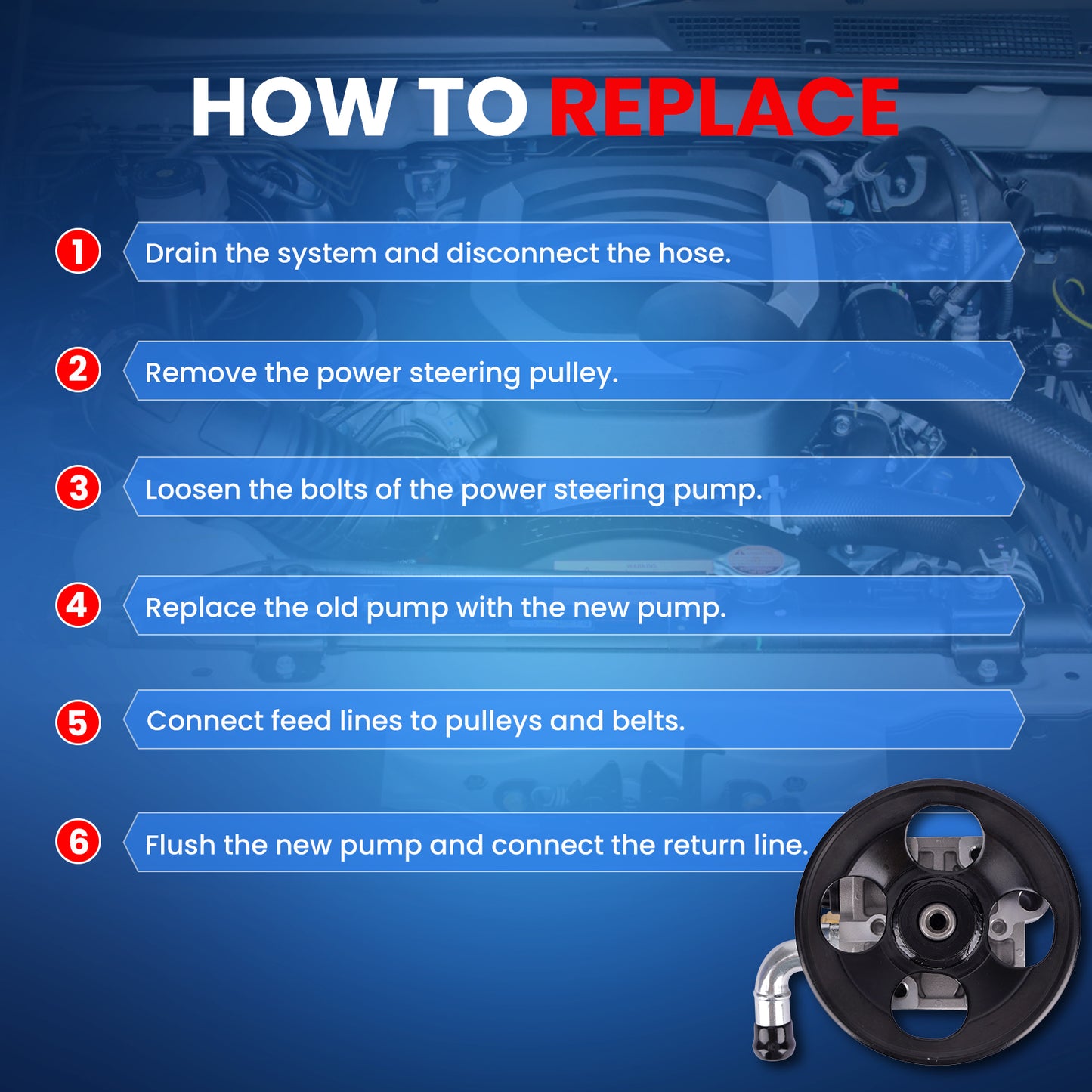 MOCA Power Steering Pump Fit for 2003-2006 Subaru Baja 2.5L & 2000-2004 Subaru Legacy 2.5L & 2000-2004 Subaru Outback 2.5L