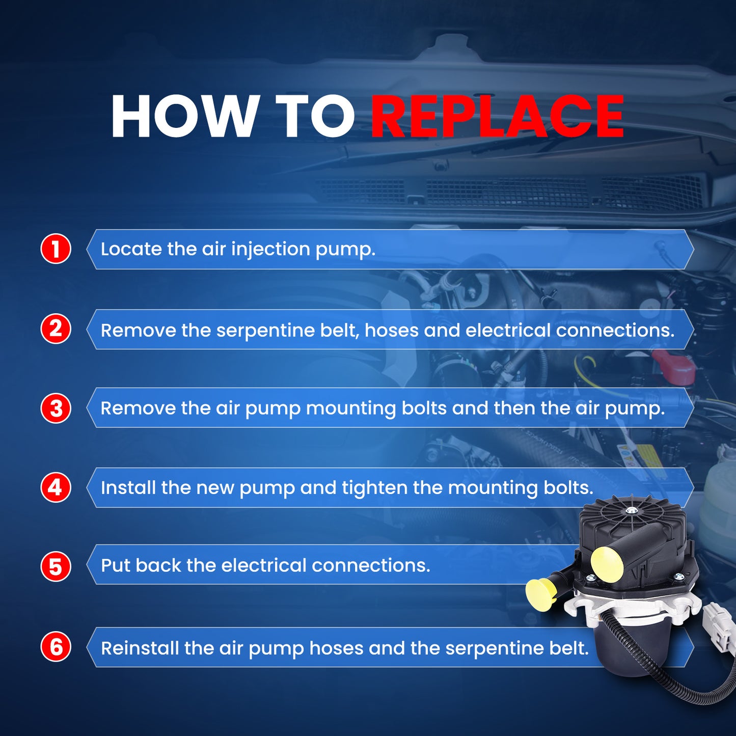 MOCA 176100C010 Secondary Air Injection Pump Fit for 2005-2007 Lexus LX470 4.7L & 2005-2009 Toyota Sequoia 4.7L & 2005-2015 Toyota Tacoma 2.7L