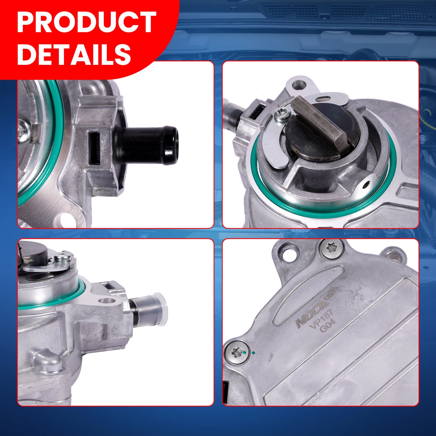 MOCA VCP187 Vacuum Pump Fit for 2009-2014 Audi TTS Quattro 2.0L & 2012-2013 Volkswagen Golf R 2.0L