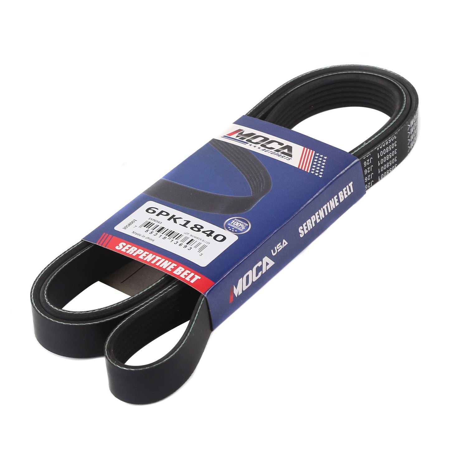 MOCA Serpentine Belt 6PK1840 for 1986-1987 Buick Century 3.8L & 1999-2005 Buick Park Avenue 3.8L & 2014-2017 Chevrolet Caprice 6.0L & 2011-2014 Mazda 2 1.5L