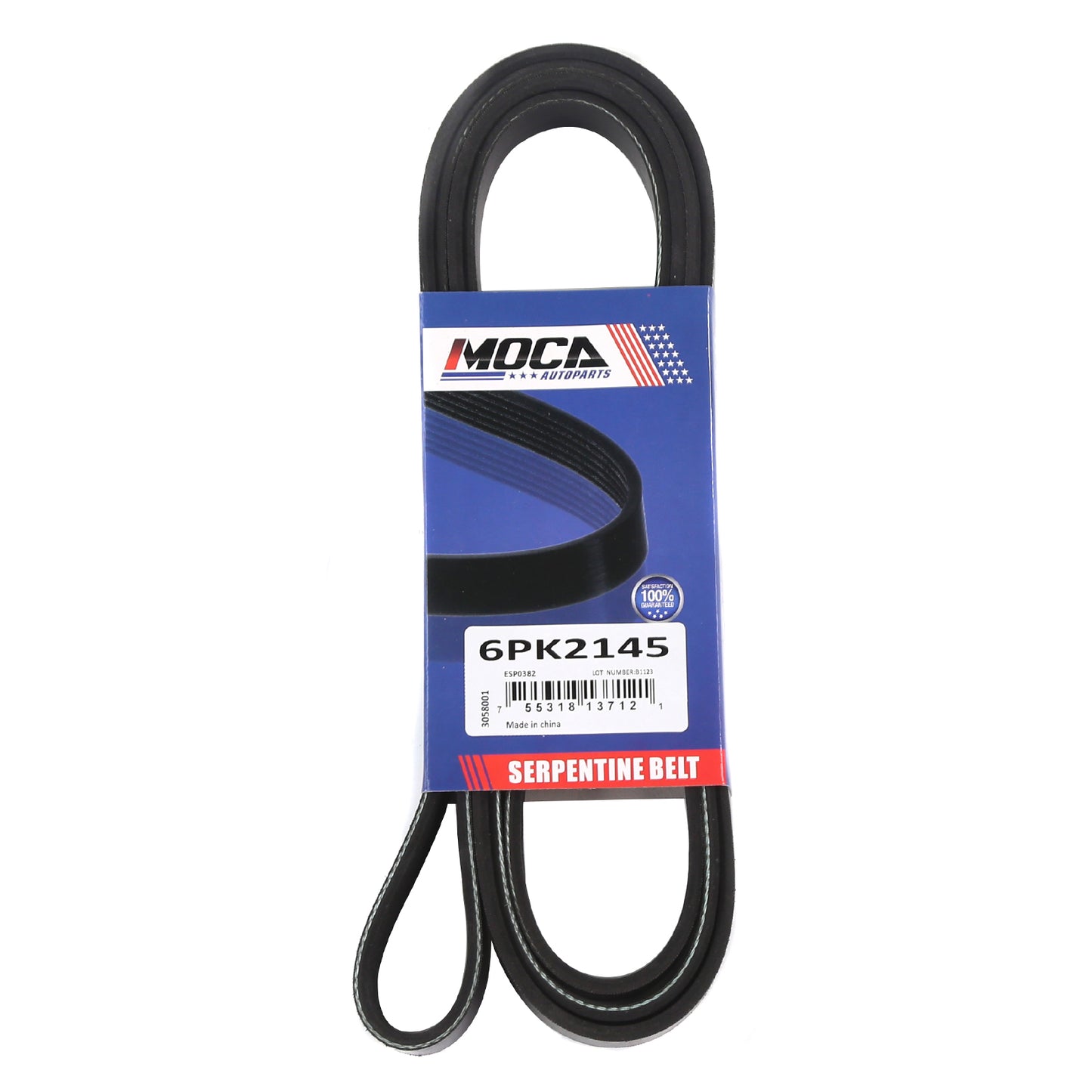 MOCA Serpentine Belt 6PK2145 for 2015-2019 Dodge Challenger 6.2L & 2014-2018 BMW X5 3.0L & 1985-1993 Ford Mustang 5.0L & 1985 Ford LTD 5.0L