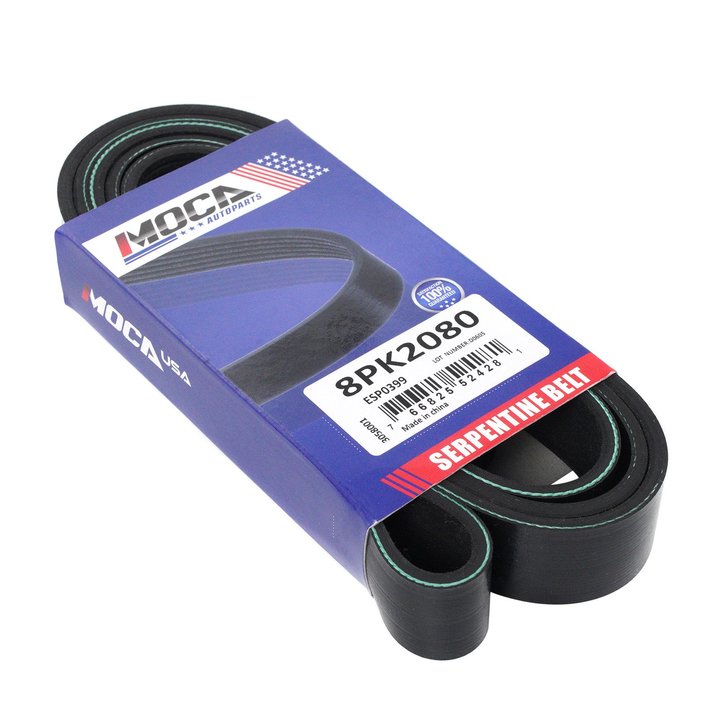 MOCA 8PK2080 EPDM Serpentine Belt Fits 1989-1991 for Dodge D250 D350 W250 W350 5.9L & 2000-2003 Ford F650 F750 7.2L