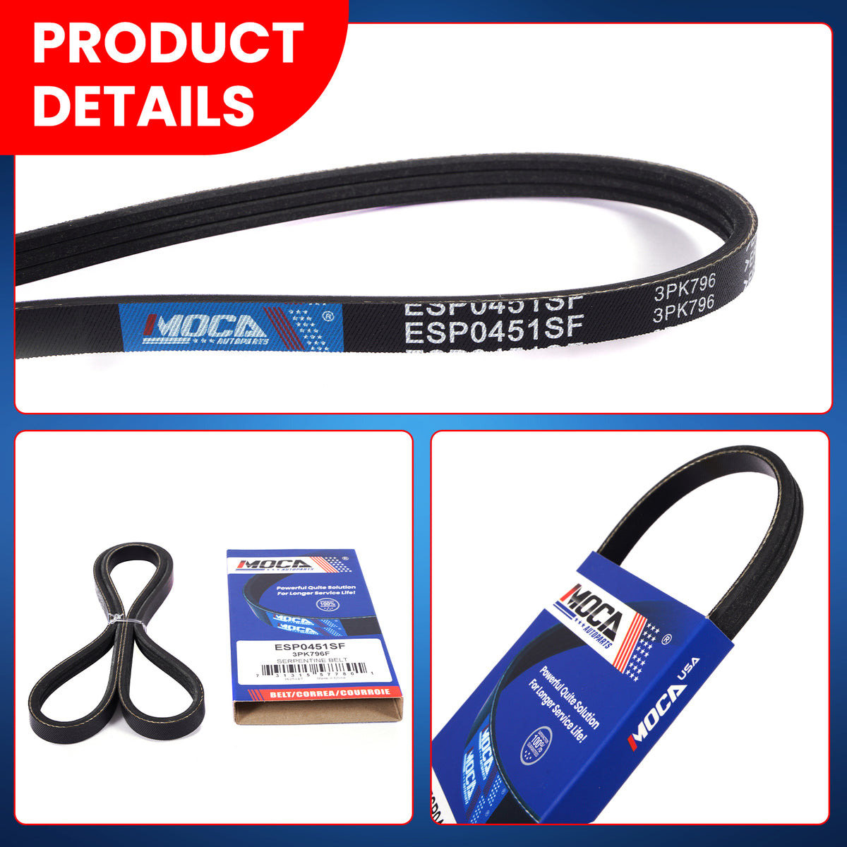 MOCA Serpentine Belt - ESP0451SF