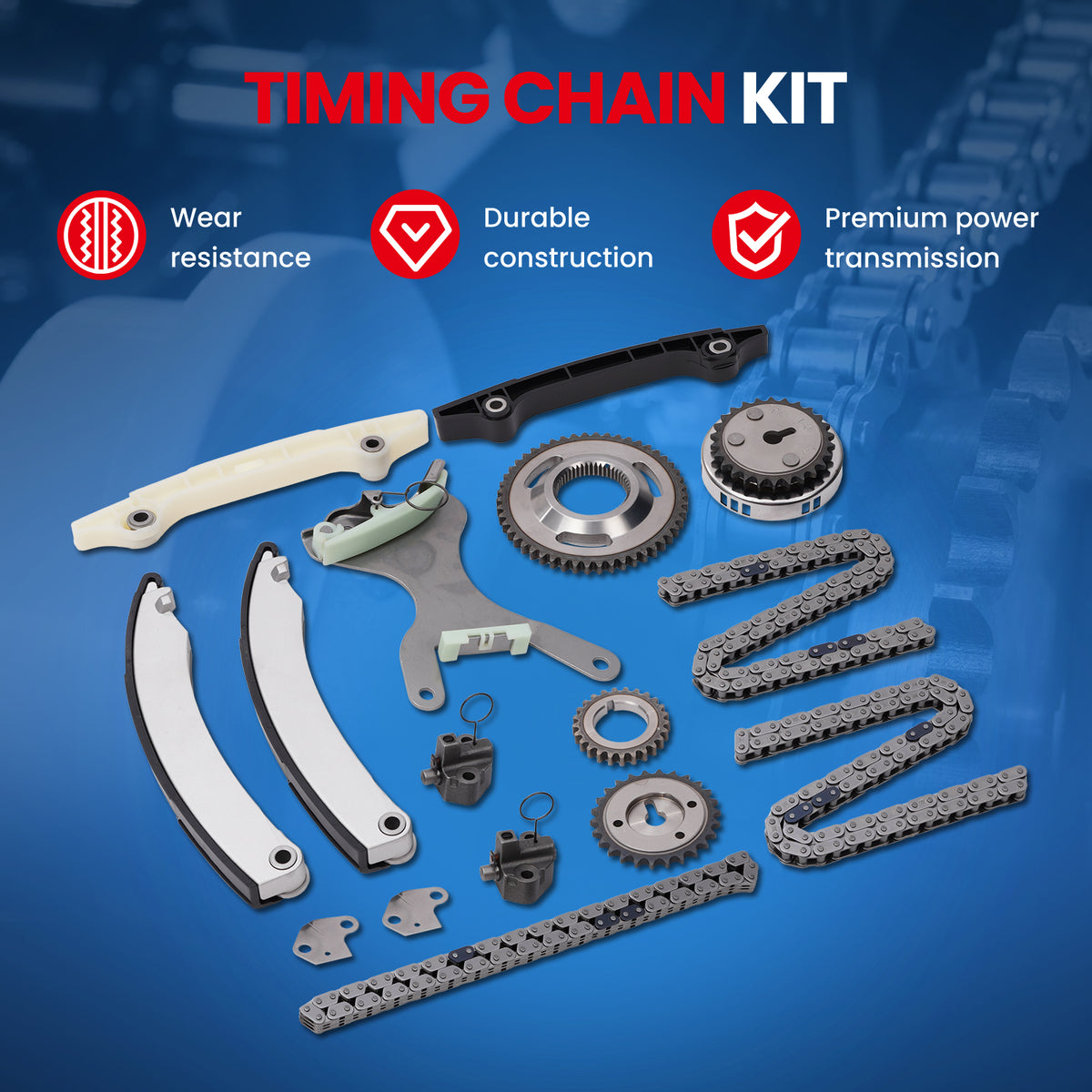 Kit de cadena de distribución compatible con Dodge Ram 1500 ST Jeep Liberty 3.7L 02-03 (engranaje de leva JETC)