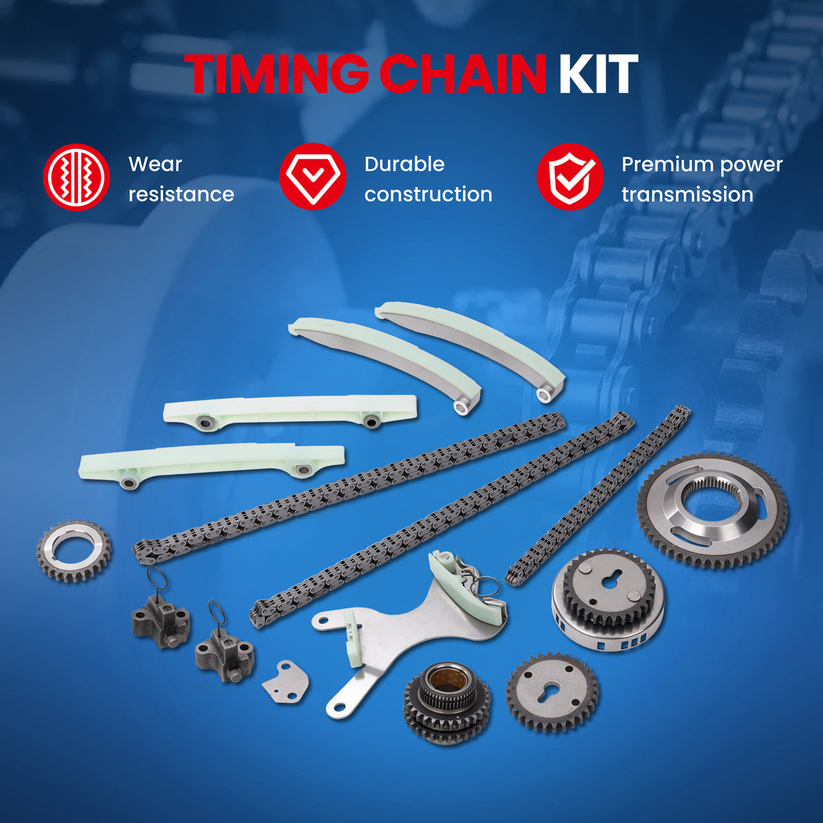 Kit de cadena de distribución compatible con Dodge Jeep Grand Cherokee Dakota 4.7L 99-04 (engranaje de leva JETC)