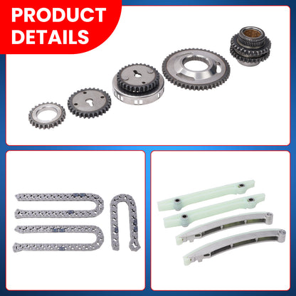Kit de cadena de distribución compatible con Dodge Jeep Grand Cherokee Dakota 4.7L 99-04 (engranaje de leva JETC)