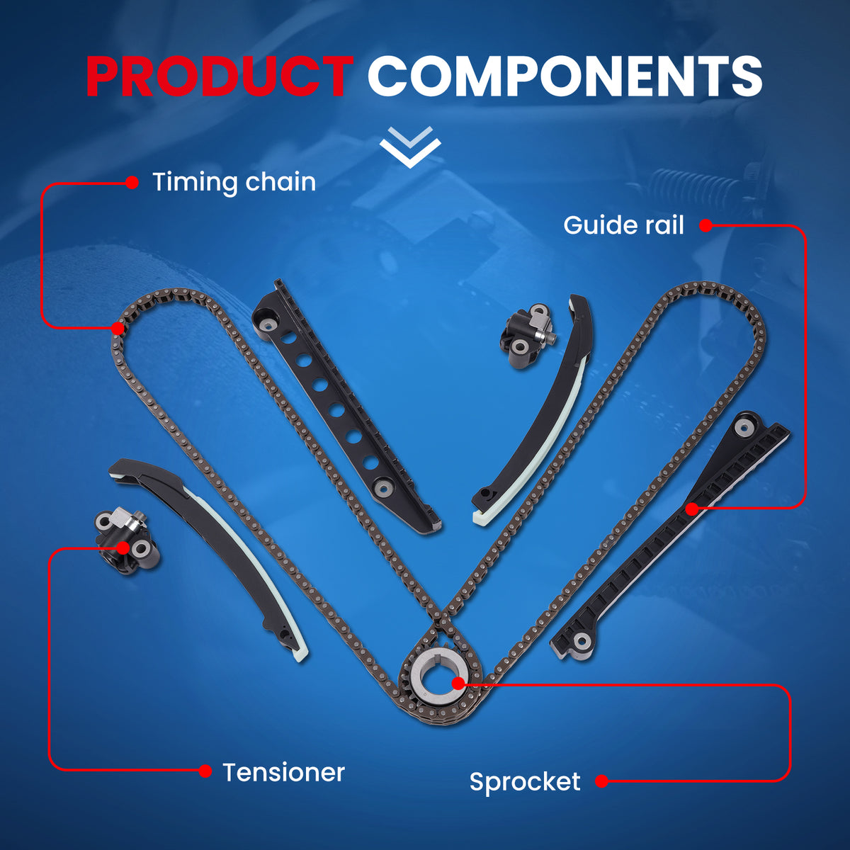 Kit de cadena de distribución compatible con motores Ford 5.4L SOHC F250 F350 F450 Super Set 2000-2016
