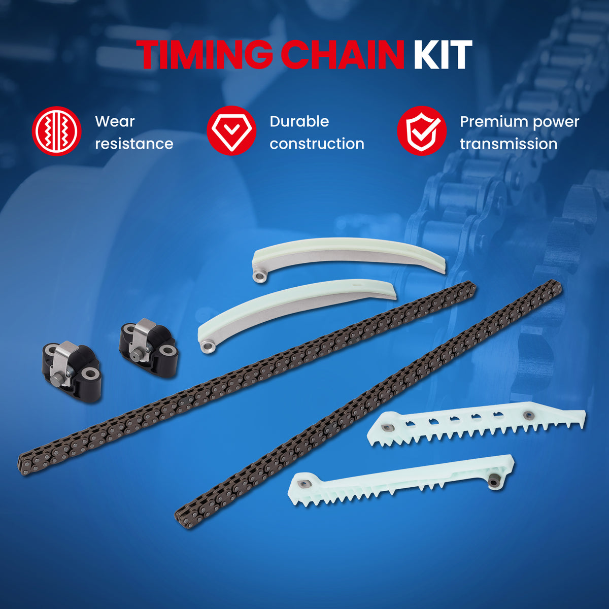 Kit de cadena de distribución del motor compatible con Ford E-150 E-250 Lincoln Mercury 4.6L V8 SOHC 00-11