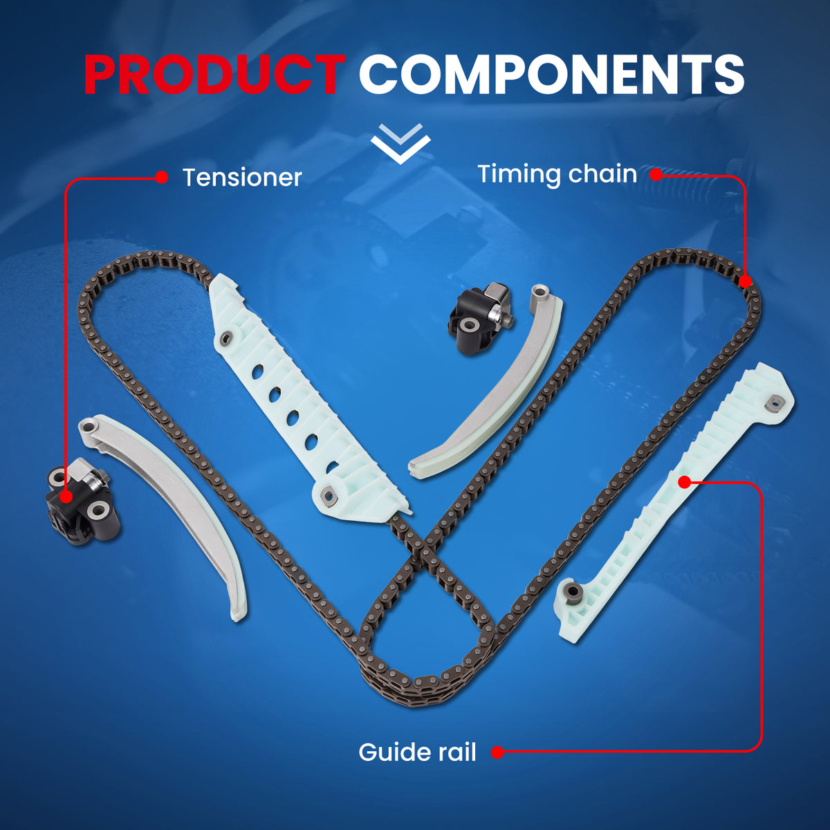 Kit de cadena de distribución del motor compatible con Ford E-150 E-250 Lincoln Mercury 4.6L V8 SOHC 00-11