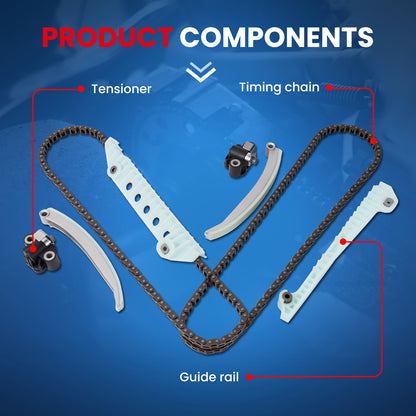 Kit de cadena de distribución del motor compatible con Ford E-150 E-250 Lincoln Mercury 4.6L V8 SOHC 00-11