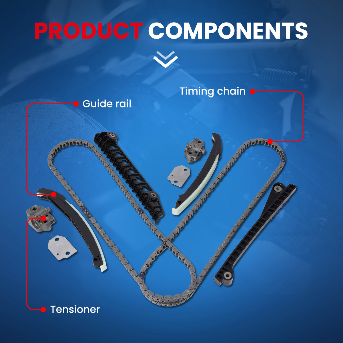 Kit de cadena de distribución compatible con Ford 02-97 F150 F250 E350 F450 Econoline 5.4L 6.8L SOHC