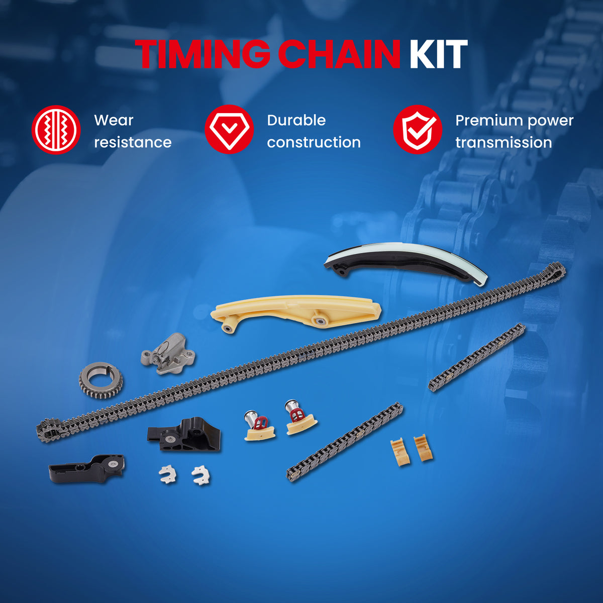 Kit de cadena de distribución compatible con Ford Explorer Edge Base SE SEL XLT 3.5L V6 Eng DOHC 16-18