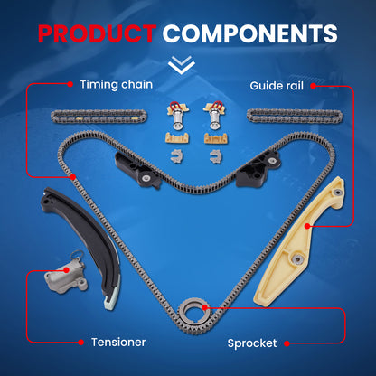 Kit de cadena de distribución compatible con Ford Explorer Edge Base SE SEL XLT 3.5L V6 Eng DOHC 16-18