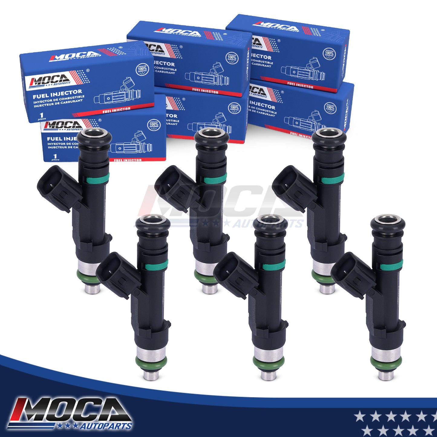 Inyectores de combustible MOCA 6x FJ1029 compatibles con Jeep Wrangler 3.8L (2007-2011) y Dodge Grand Caravan 3.3L (2008-2010) y Chrysler Town &amp; Country 3.3L (2008-2010)