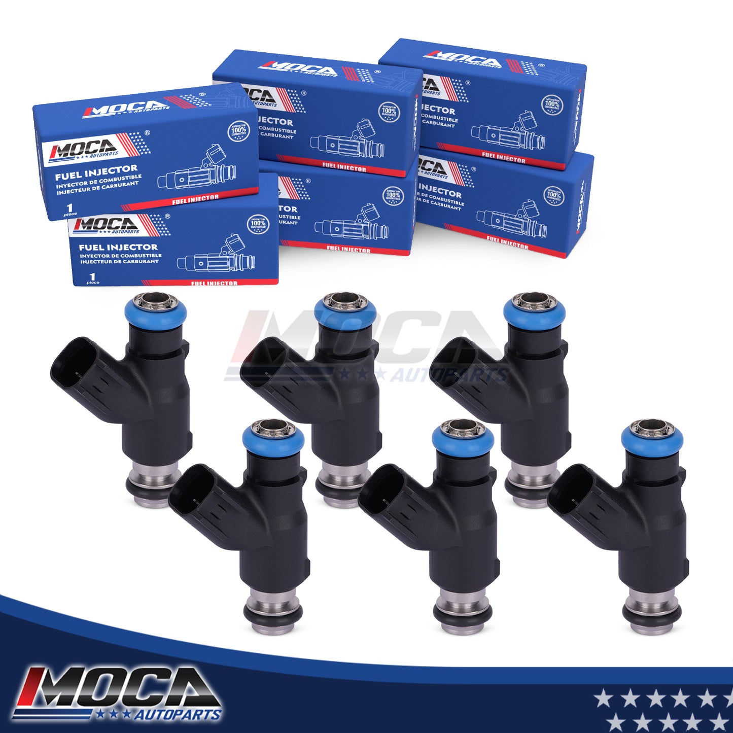 Inyectores de combustible MOCA 6x FJ837 compatibles con Hyundai Veracruz 3.8L (2007-2012) y Hyundai Sonata 3.3L (2006-2010) y Kia Sedona 3.8L (2006-2010)