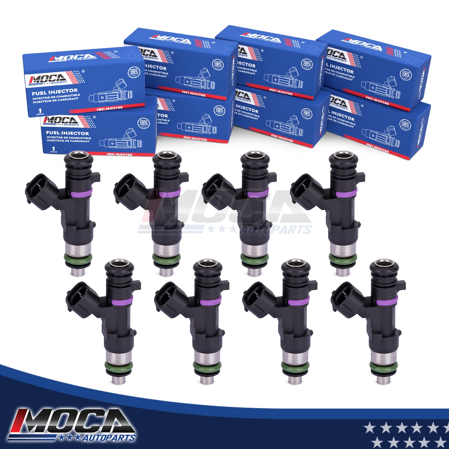 Inyectores de combustible MOCA 8x FJ750 compatibles con Nissan NV3500 5.6L (2012-2019) y Nissan Titan 5.6L (2004-2015) e Infiniti QX56 5.6L (2004-2010)