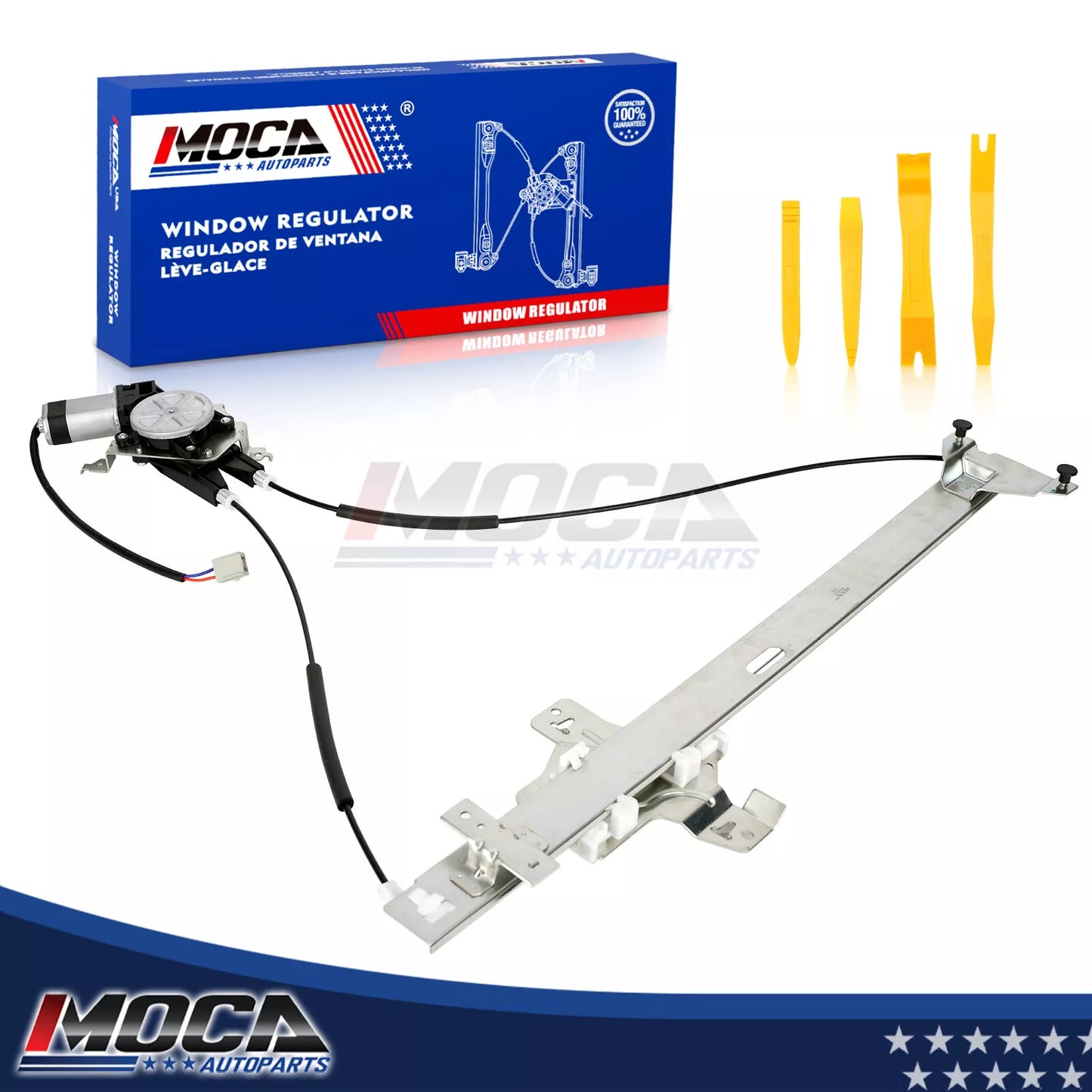 Elevalunas eléctrico delantero izquierdo MOCA con motor compatible con Ford E-150 (2003-2014), Ford E-350 Super Duty (1999-2021) y Ford Econoline Wagon (1999-2002)