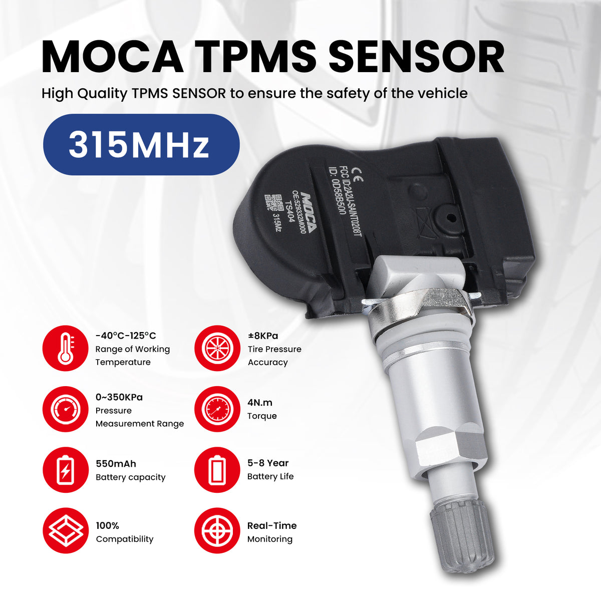 MOCA Tire Pressure Monitoring System TPMS Sensors - TS404