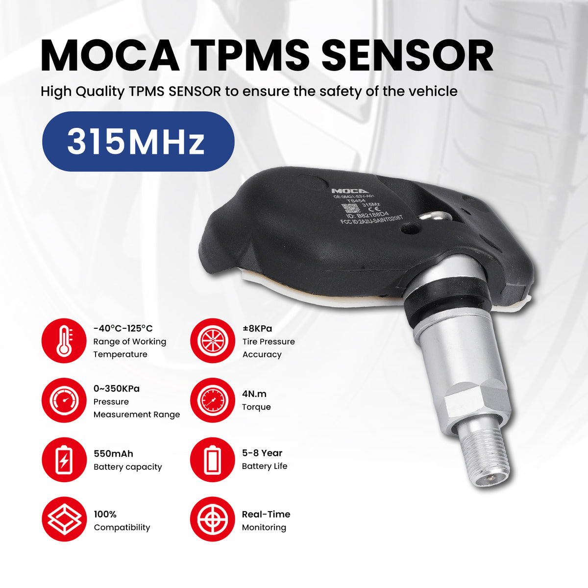 MOCA Tire Pressure Monitoring System TPMS Sensors - TS454