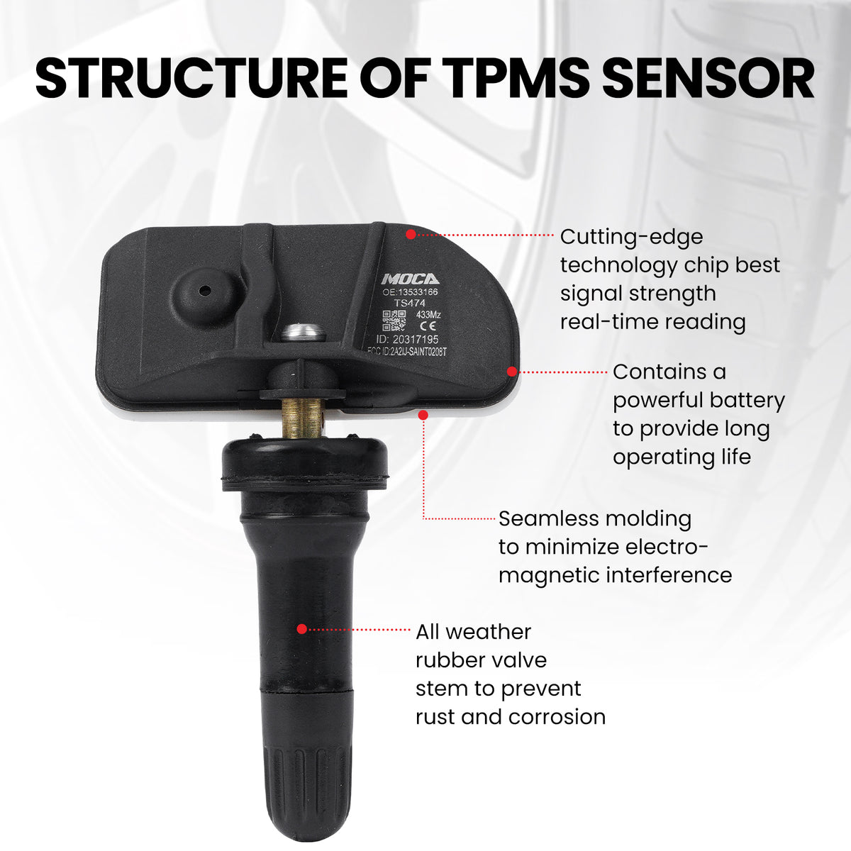 MOCA Tire Pressure Monitoring System TPMS Sensors - TS474