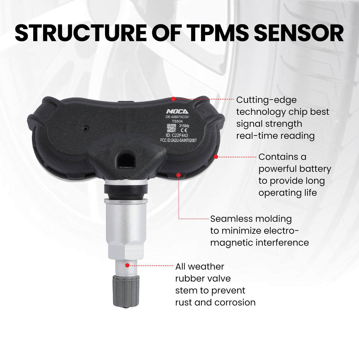 MOCA Tire Pressure Monitoring System TPMS Sensors - TS504