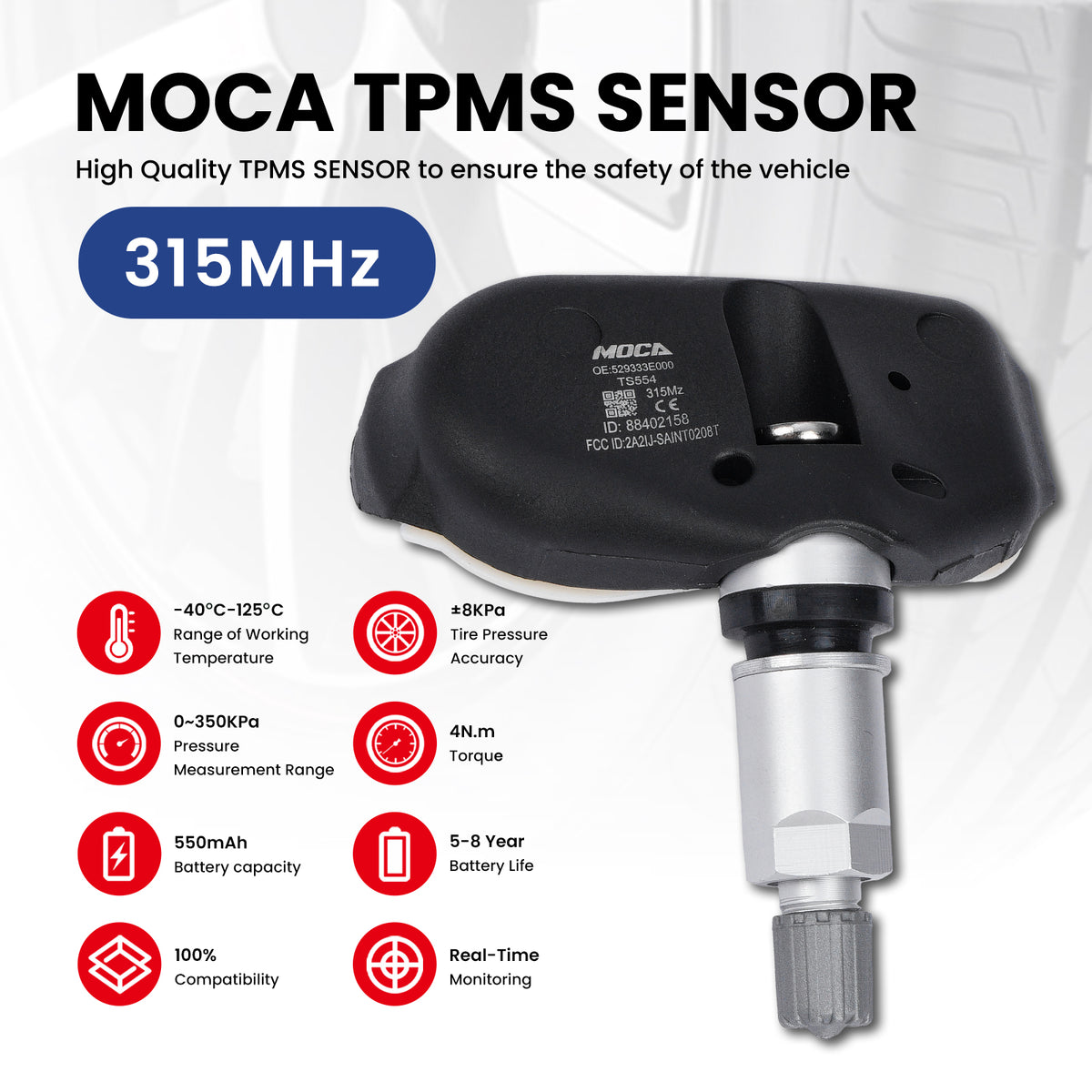 MOCA Tire Pressure Monitoring System TPMS Sensors - TS554