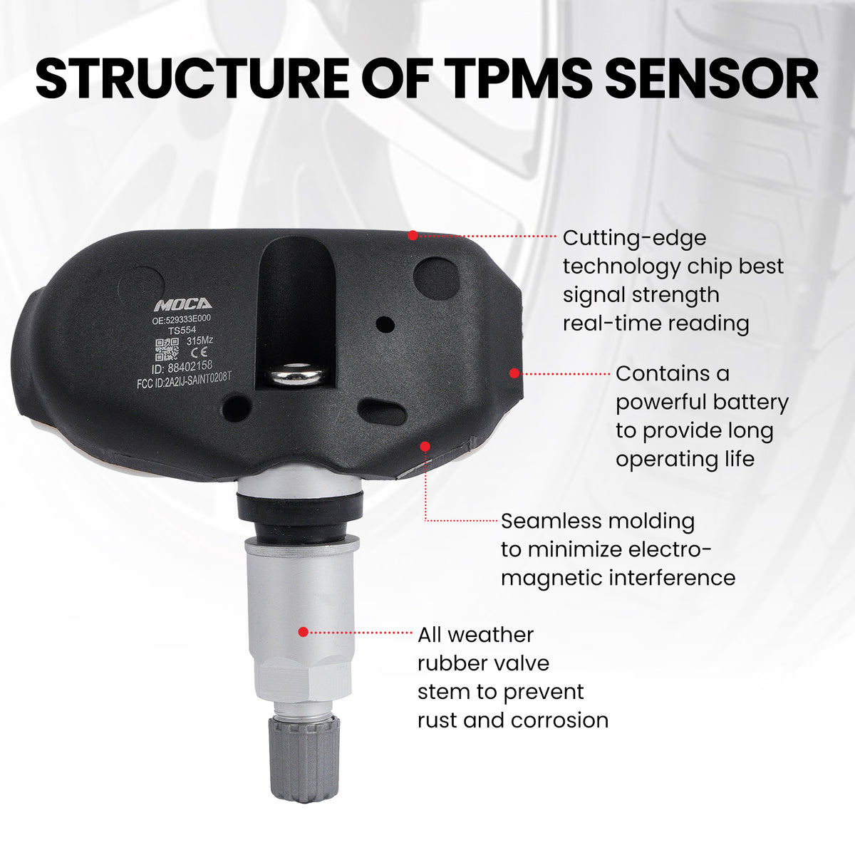 MOCA Tire Pressure Monitoring System TPMS Sensors - TS554