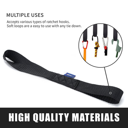 MOCA 8-Pack Soft Loop Tie Down Straps 10643 Lbs Breaking Strength 1.6 x 17 inches, Heavy Duty Tie Down Loops for ATV, UTV, RTV, Dirt Bike, Quad, Motorcycle, Scooter, Jet Ski, Canoe, Boat