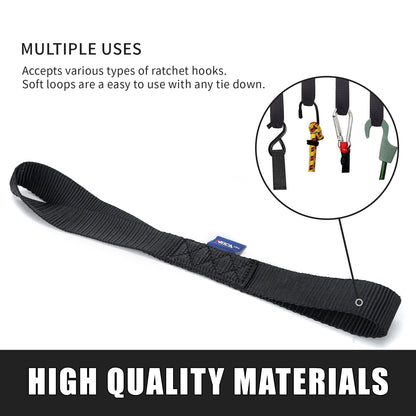 MOCA 6-Pack Soft Loop Tie Down Straps 10643 Lbs Breaking Strength 1.6 x 17 inches, Heavy Duty Tie Down Loops for ATV, UTV, RTV, Dirt Bike, Quad, Motorcycle, Scooter, Jet Ski, Canoe, Boat