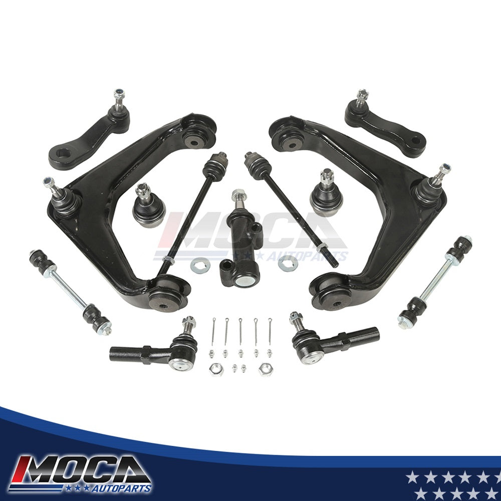 13p Front Upper Control Arm Tierod Ball Joint Idler 3-Grv Pitman Arm 8-Lug