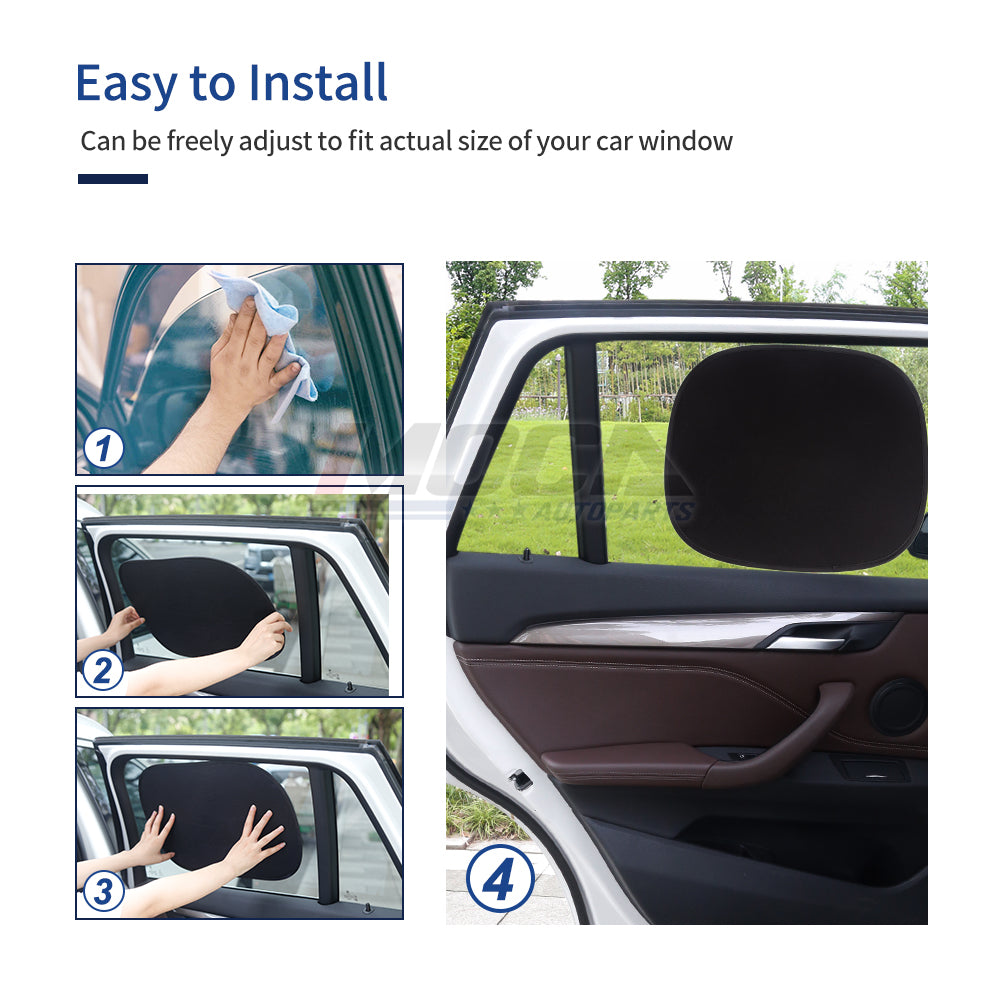 2 PCS MOCA Car Side Window Sun Shades 15”x17”