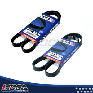 MOCA 2PCS Serpentine Belt 4PK990 5PK1130 for 1997-1999 Mitsubishi Montero 3.5L