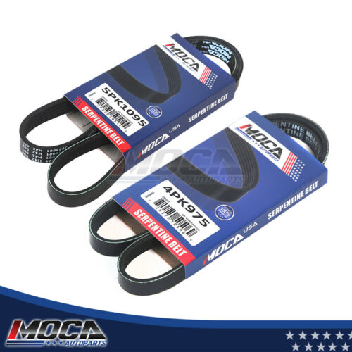 MOCA 2PCS Serpentine Belt 4PK975 5PK1095 for 1991-2005 Acura NSX 3.0L 3.2L