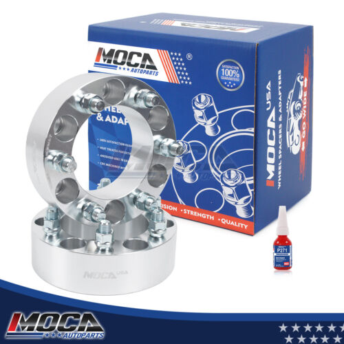 MOCA 6x5.5 to 6x5.5 Wheel Spacers Fits for Cadillac 1999-2000&2002-2014 Escalade, for Chevrolet 2004-2005 Colorado, 2003-2014 Express 1500, 50mm Thread Pitch M14x1.5 2PCS, Silver